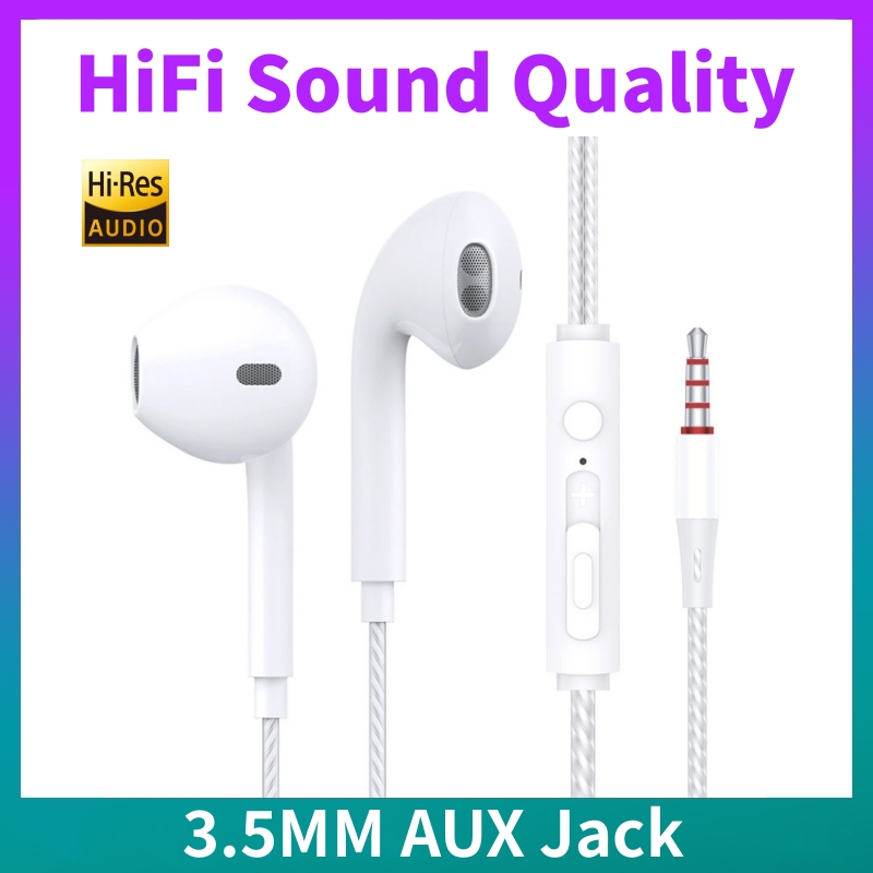 Wired Earphone Mic - Fone de ouvido intra-auricular com fio,